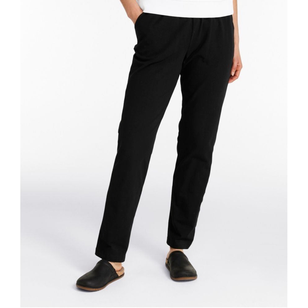 L.L. Bean Perfect Fit Pants Original Tapered Leg Black Cotton Jersey- XL